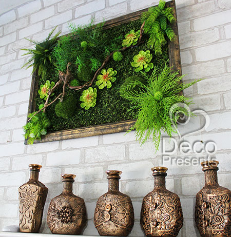 Панно из зелёных растений, купить настенный декор, Одесса, Львов