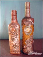 Две бутылки с декором "Золото"